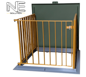 A 3D printed scale model of a construction safety hatch and gate, 3D modeled and assembled by NE Solution.