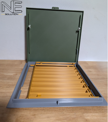 Engineering scale model of a safety hatch, 3D modeled and printed by NE Solution from 2D drawings.