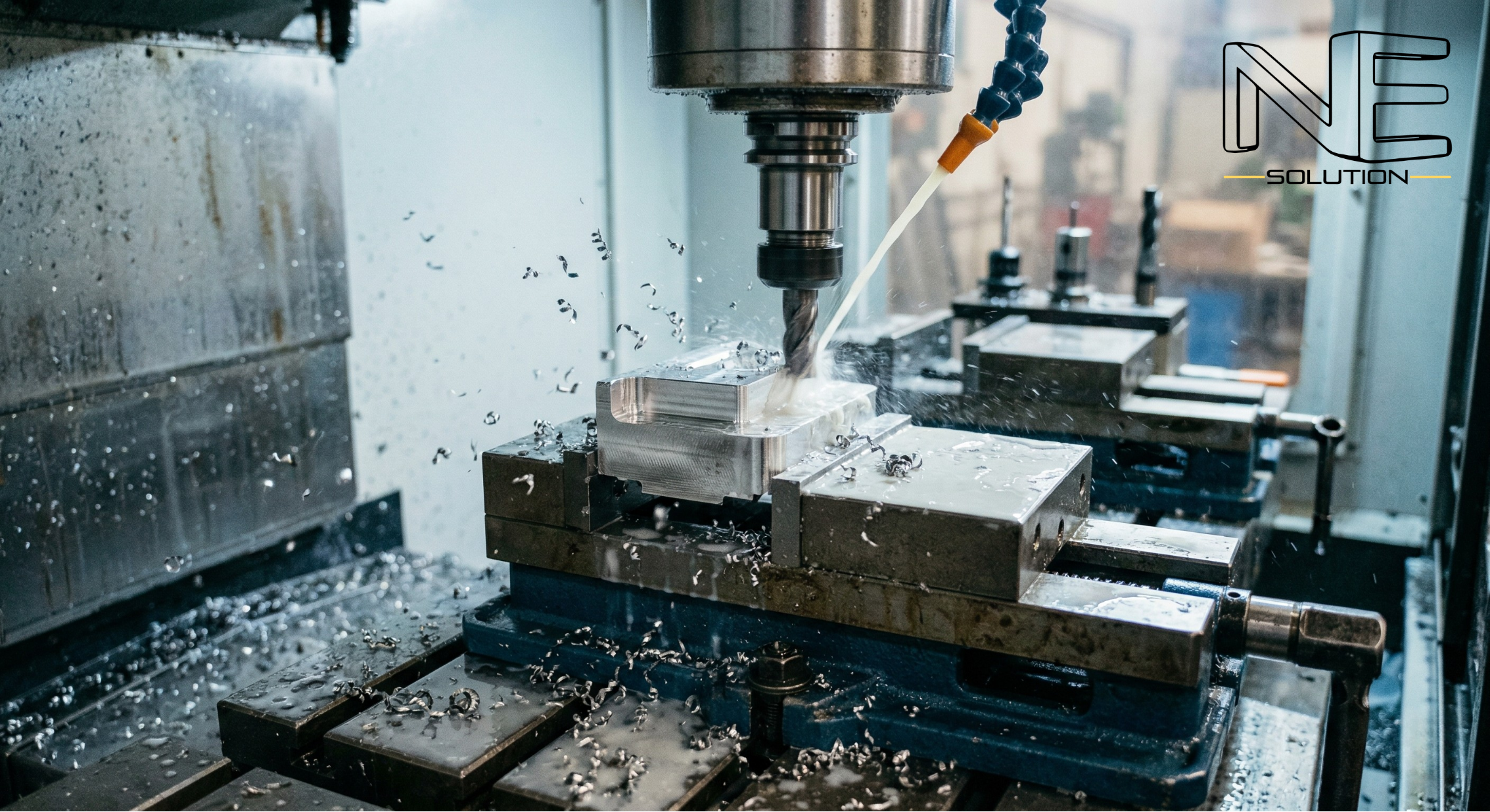 CNC machining in operation at NE Solution